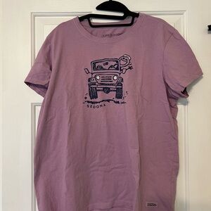 Life Is Good Purple Short Sleeve Tee with Jeep Design